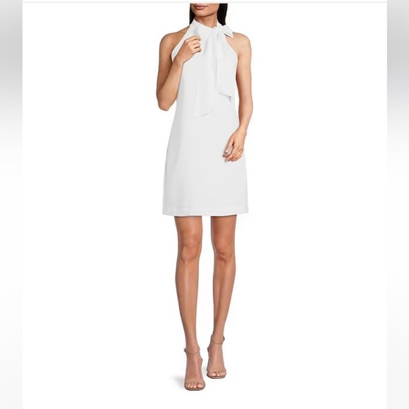 White Vince Camino Bow Neck Dress - Picture 1 of 4